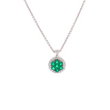 18K White Gold Emerald and Diamond Pendant