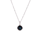 14K White Gold Round Sapphire Pendant With 18 Inch Chain
