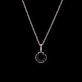 14K White Gold Round Sapphire Pendant With 18 Inch Chain