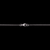 18K White Gold Ruby And Diamond Halo Pendant With 18 Inch Chain