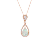 14K Yellow Gold Opal And Diamond Tear Drop Pendant