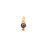 24K Yellow Gold Navy Blue Evil Eye Pendant With Diamond Accent
