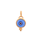 24K Yellow Gold Light Blue Evil Eye Pendant