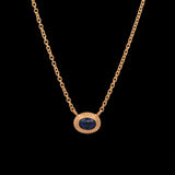 18K And 24K Yellow Gold Oval Sapphire Necklace, 20 Inches With Jump Ring At 18 Inches