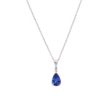 14K White Gold Tanzanite And Diamond Pendant With 18 Inch Chain