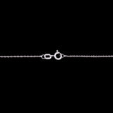 14K White Gold Round Aquamarine And Diamond Pendant With 18 Inch Chain