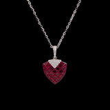 18K White Gold Invisible Set Ruby And Diamond Pendant With 18 Inch Chain