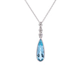 18K White Gold Aquamarine Pear Shape Drop pendant And Chain