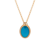 18K And 24K Yellow Gold Turquoise And Diamond Pendant With 21 Inch Chain