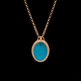 18K And 24K Yellow Gold Turquoise And Diamond Pendant With 21 Inch Chain