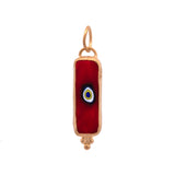 24K Yellow Long Rectangular Red Evil Eye Pendant