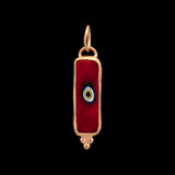 24K Yellow Long Rectangular Red Evil Eye Pendant