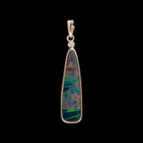 14K Yellow Gold Elongated Oval Opal And Pave Diamond Pendant