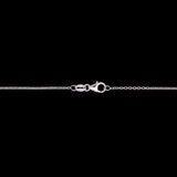 Custom 14K White Gold Bezel Set Cornflower Blue Sapphire Necklace, 18 Inch Cable Chain