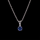 14K White Gold Tanzanite Pendant With 18 Inch Cable Chain