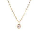 14K Yellow Gold Diamond Heart Pendant And 18 Inch Flattened Anchor Link Chain
