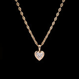 14K Yellow Gold Diamond Heart Pendant And 18 Inch Flattened Anchor Link Chain