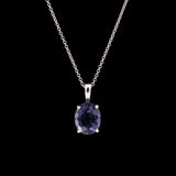 14K White Gold Oval Iolite Pendant With 18 Inch Cable Chain