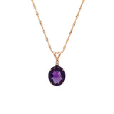 14K Yellow Gold Amethyst And Diamond Pendant With 16 Inch Chain