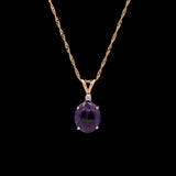 14K Yellow Gold Amethyst And Diamond Pendant With 16 Inch Chain