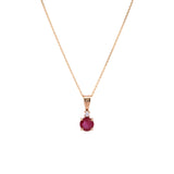 14K Yellow Gold Ruby And Diamond Pendant With 16 Inch Cable Chain