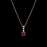 14K Yellow Gold Ruby And Diamond Pendant With 16 Inch Cable Chain