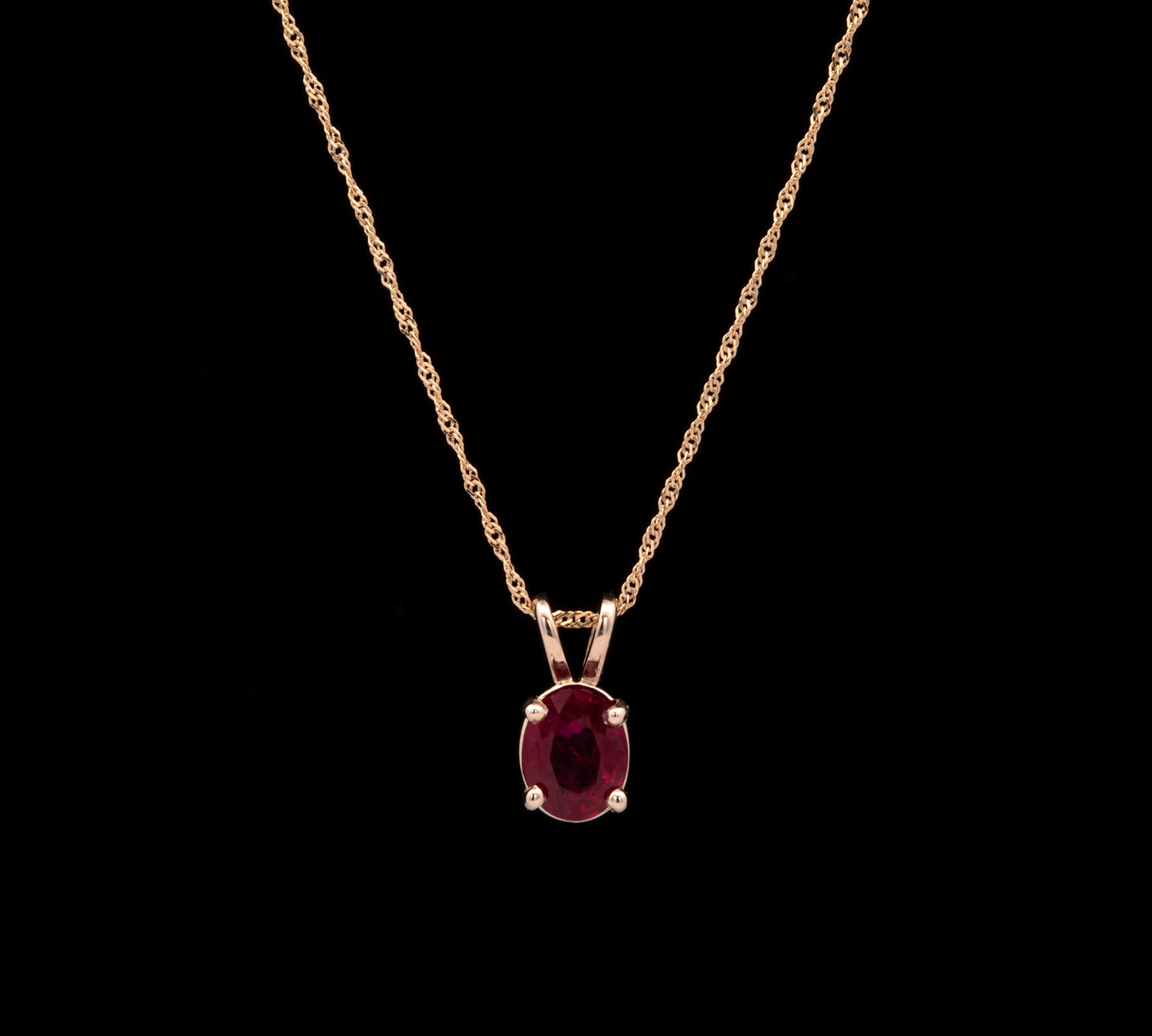 14K Yellow Gold Oval 1.12ctw Ruby Pendant With 18 Inch Chain