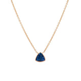 14K Yellow Gold Bezel Set Cornflower Blue Trillion Cut Sapphire Necklace, 18 Inches