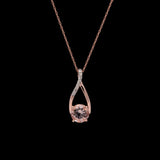 14K Rose Gold Morganite And Diamond Pendant With 18 Inch Chain