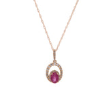 14K Yellow Gold Ruby And Diamond Pendant With 18 Inch Chain