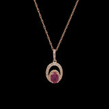 14K Yellow Gold Ruby And Diamond Pendant With 18 Inch Chain