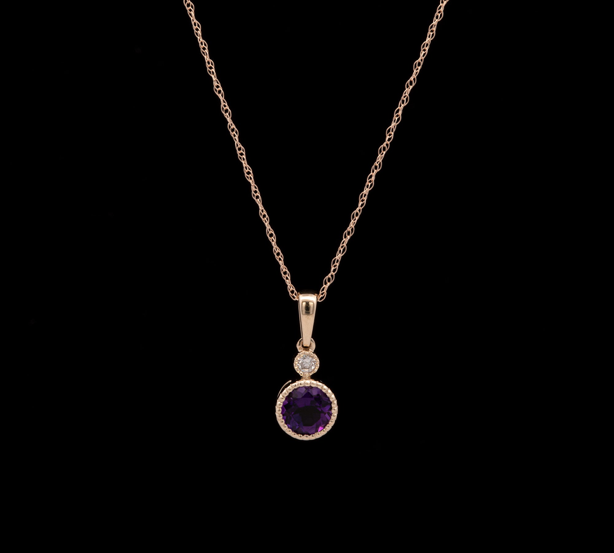 14K Yellow Gold Amethyst Pendant With 18 Inch Chain