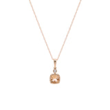 14K Yellow Gold Cushion Cut Citrine And Diamond Pendant With 18 Inch Chain