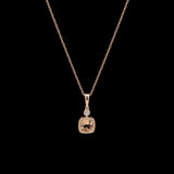 14K Yellow Gold Cushion Cut Citrine And Diamond Pendant With 18 Inch Chain