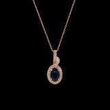 14K Yellow Gold Sapphire And Diamond Halo Pendant With 18 Inch Chain