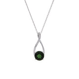 14K White Gold Russalite And Diamond Accent Pendant With 18 Inch Chain