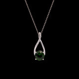 14K White Gold Russalite And Diamond Accent Pendant With 18 Inch Chain