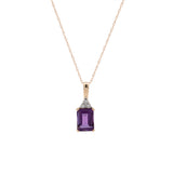 14K Yellow Gold Amethyst And Diamond Pendant With 18 Inch Chain