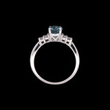 14K White Gold Oval Aquamarine And Diamond Ring