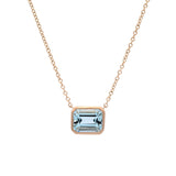 14K Yellow Gold Bezel Set Aquamarine Necklace, 18 Inches