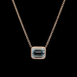 14K Yellow Gold Bezel Set Aquamarine Necklace, 18 Inches