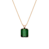 14K Yellow Gold Green Tourmaline Pendant With 18 Inch Cable Chain
