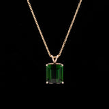 14K Yellow Gold Green Tourmaline Pendant With 18 Inch Cable Chain