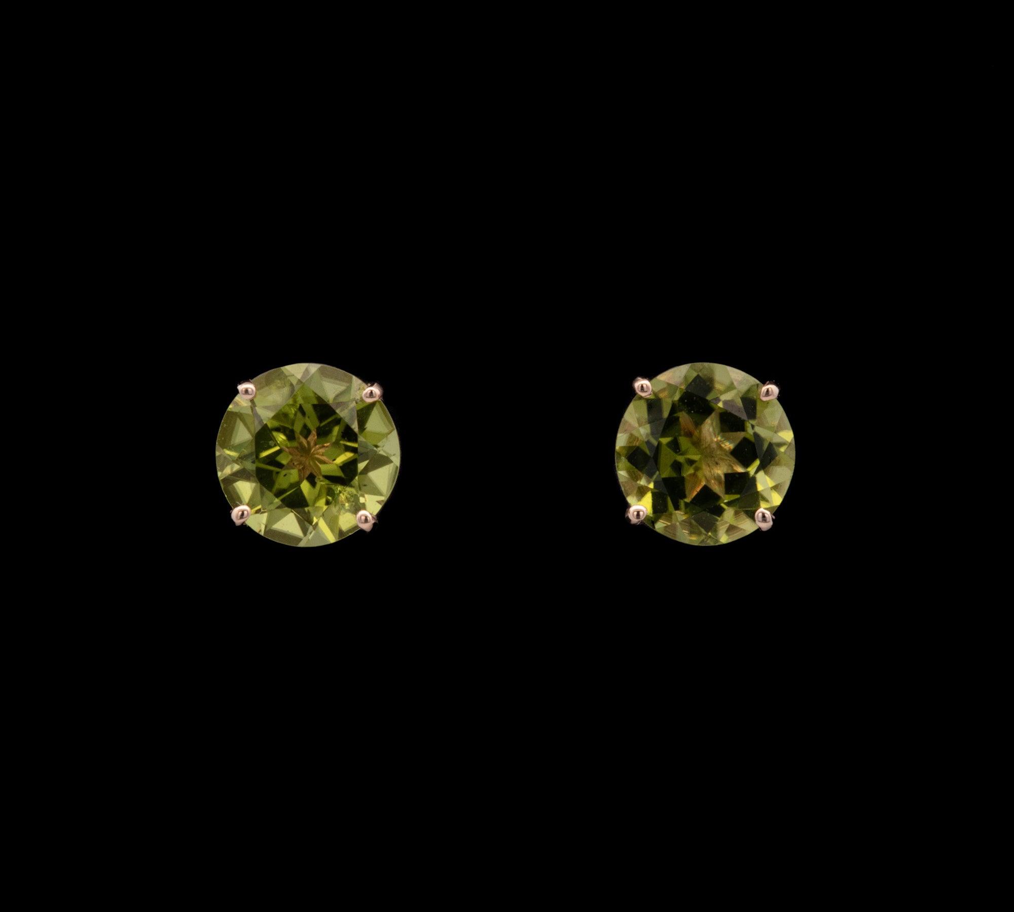 14K Yellow Gold 4.12ctw Peridot Stud Earrings