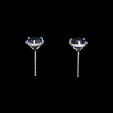 14K White Gold Ceylon Sapphire And Diamond Halo Stud Earrings