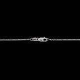 14K White Gold Ceylon Sapphire And Diamond Halo Pendant With 18 Inch Cable Chain.
