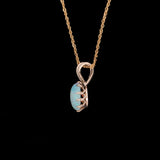 14K Yellow Gold Cabochon Oval Opal Pendant With Rabbit Ear Bail And 16 Inch Chain