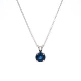 14K White Gold Sapphire Pendant With 18inch Cable Chain