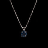 14K White Gold Sapphire Pendant With 18inch Cable Chain