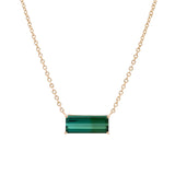 14K Yellow Gold Green Tourmaline Necklace, 18 Inches